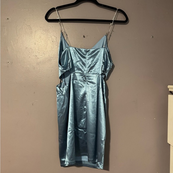 Blue | Shiny | rhinestone Straps | forever 21 | cocktail dress | size L | NWT - Picture 8 of 9
